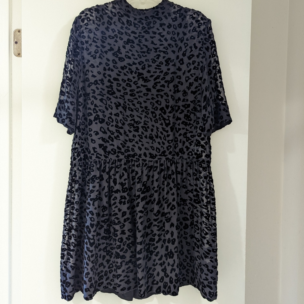 Rag & Bone Black Velvet Leopard Sheer Dress